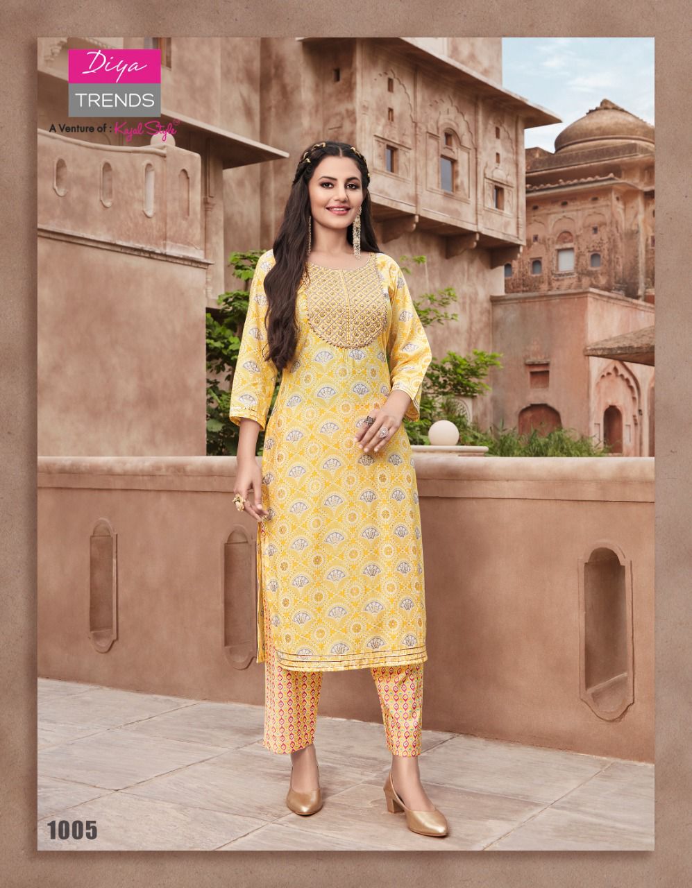 Goldy 1 Fancy Latest Designer Ethnic Wear Foil Print Kurti With Bottom Collection